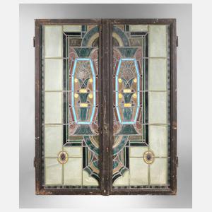 Paar Bleiglasfenster Art déco