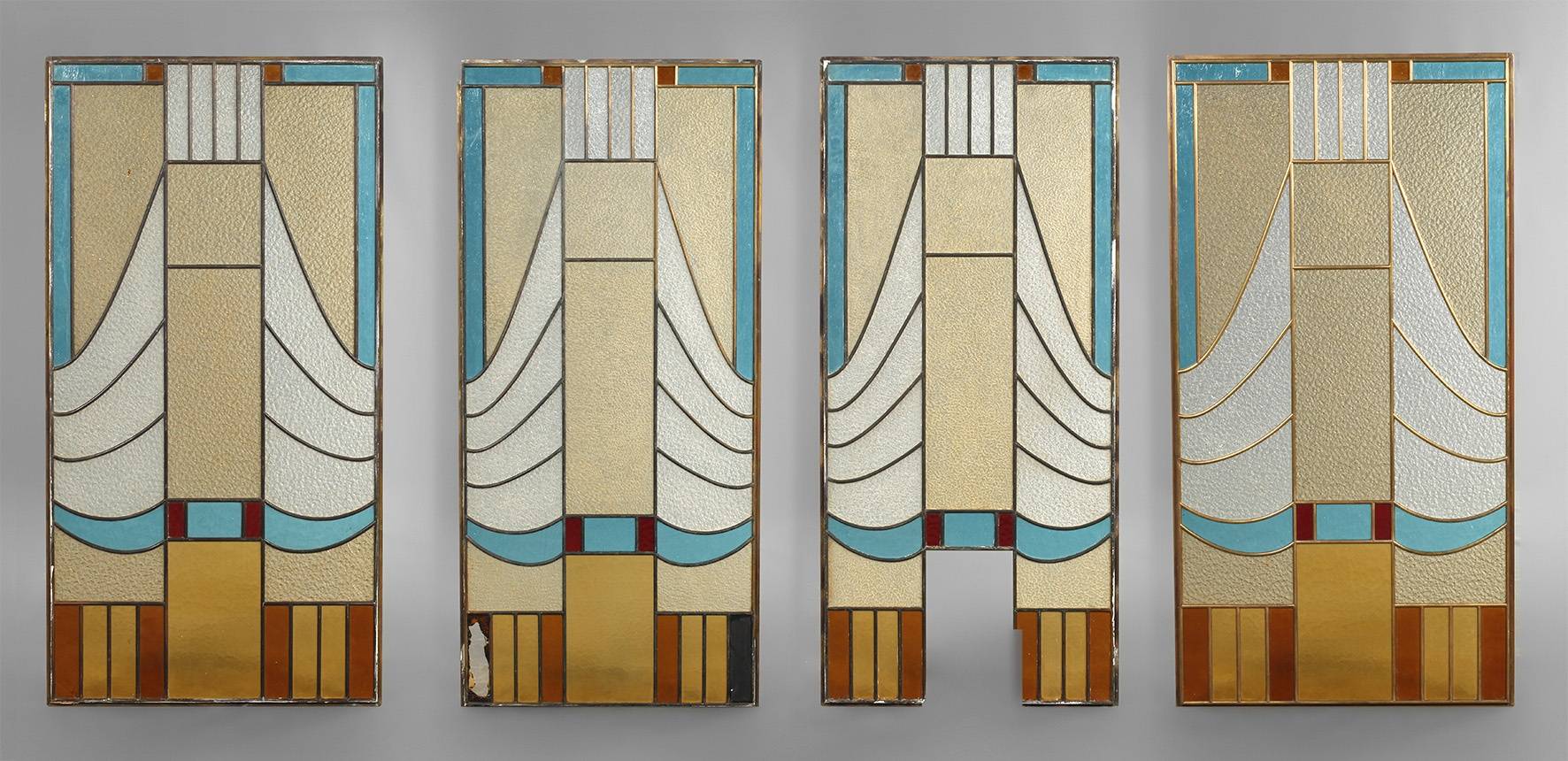 Vier Bleiglasfenster Jugendstil