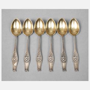 Sechs Mokkalöffel Jugendstil