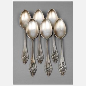 Silber sechs Suppenlöffel Jugendstil