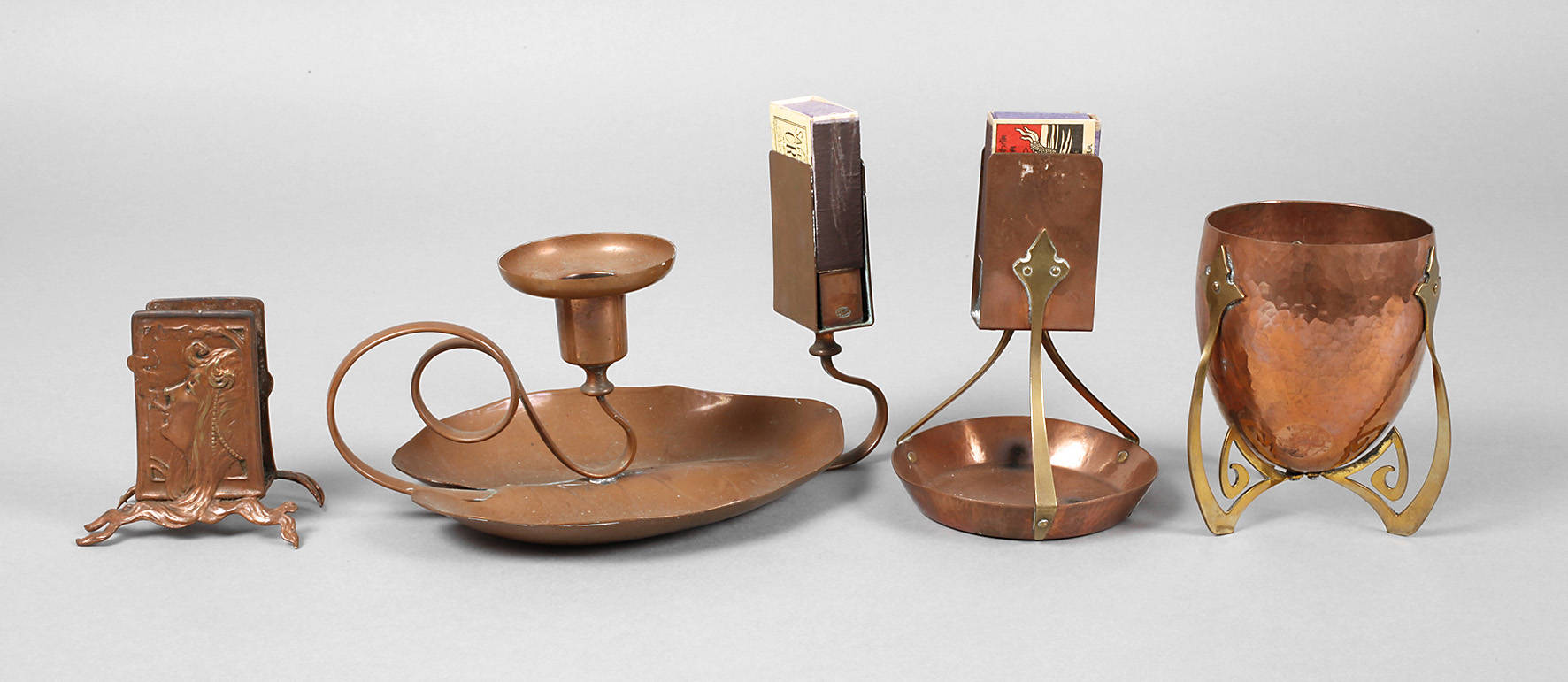 Vier Teile Jugendstil Kupfer