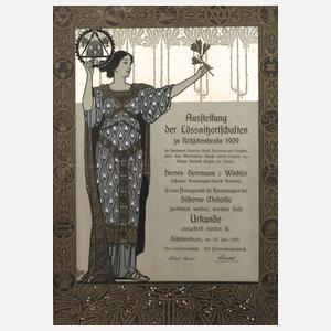 C. Lindeberg, Urkunde Ausstellung Kötzschenbroda