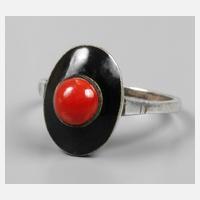 Damenring mit Emaille und Koralle111