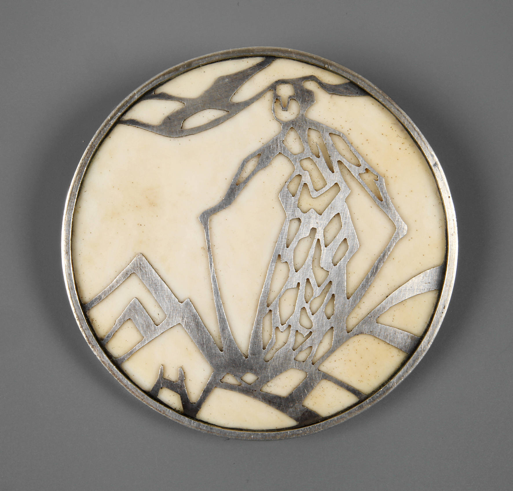 Art déco-Brosche mit Elfenbein