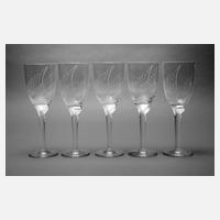 Fünf Champagnergläser René Lalique111