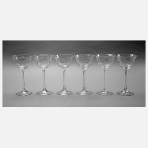 Sechs Weingläser Art déco