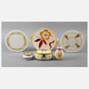 Sechs Teile Spritzdekor