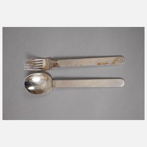 Sechs Löffel und Gabeln modernes Design