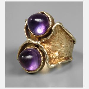 Designerring mit Amethysten