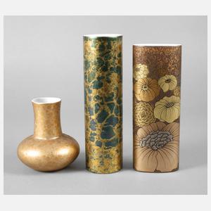 Rosenthal drei Vasen Golddekor