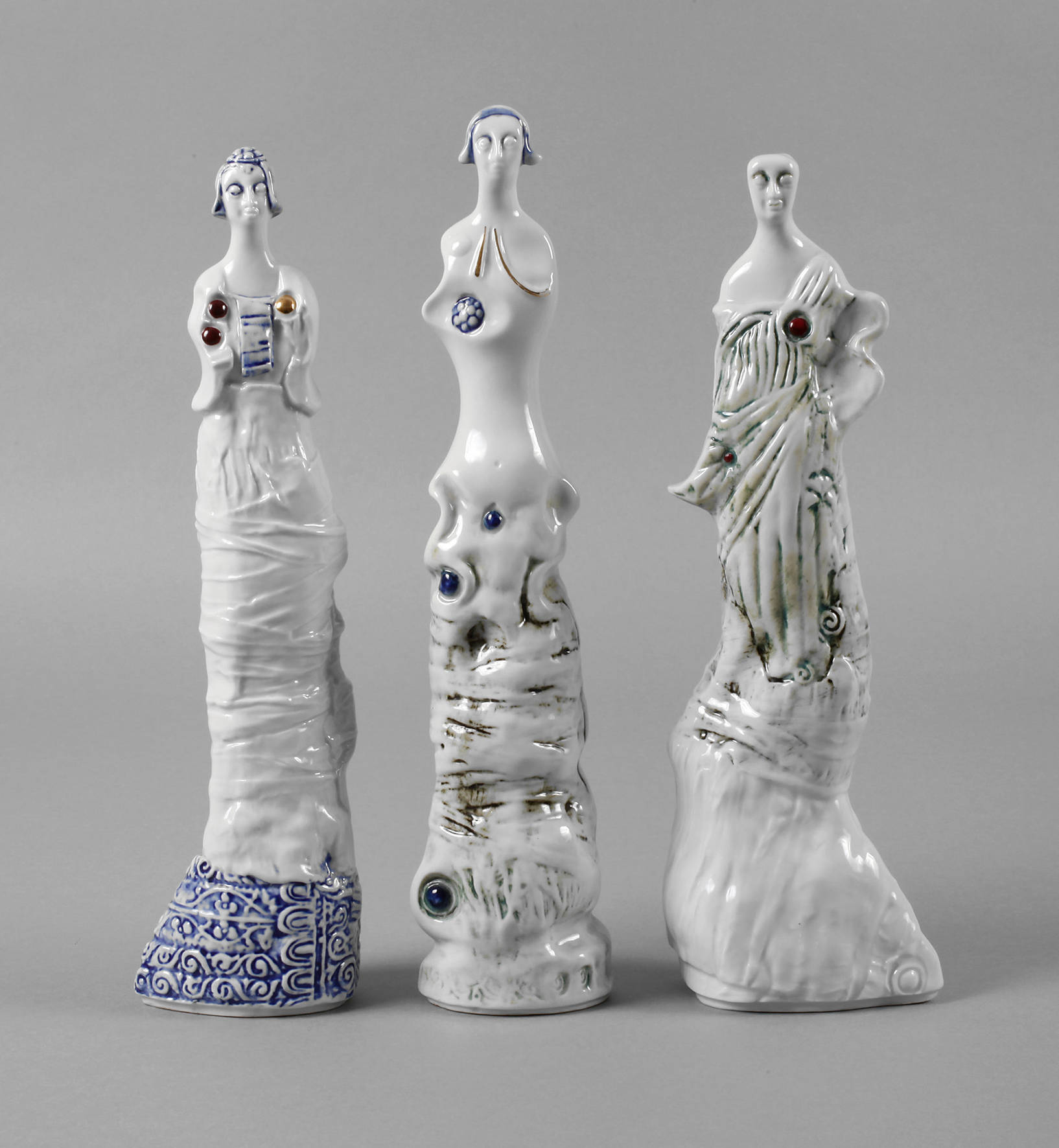 Royal Dux Böhmen drei figürliche Stelen