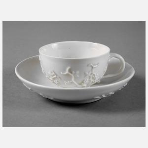 Meissen Teetasse und Untertasse Reliefdekor