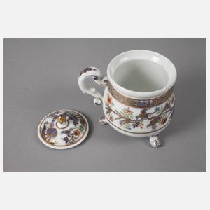Meissen Cremetopf mit Unterschale Hausmalerei