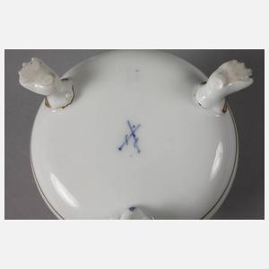 Meissen Cremetopf mit Unterschale Hausmalerei
