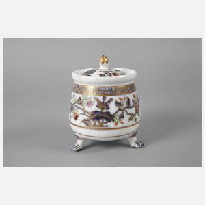 Meissen Cremetopf mit Unterschale Hausmalerei