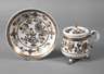Meissen Cremetopf mit Unterschale Hausmalerei