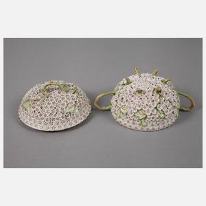 Meissen Deckelterrine mit Unterschale Schneeballendekor