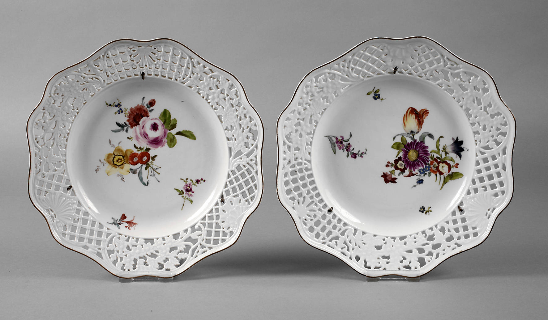 Meissen zwei Teller ”Brühl'scher Durchbruch”