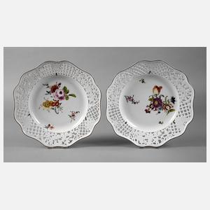 Meissen zwei Teller ”Brühl'scher Durchbruch”