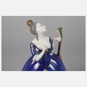 Fraureuth Rokokodame mit Kakadu