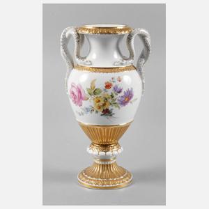 Meissen Schlangenhenkelvase ”Blumenbukett”
