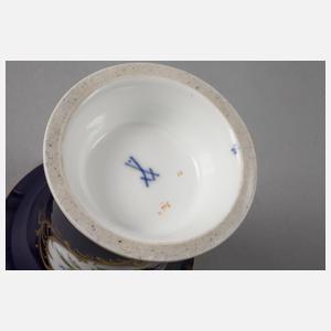 Meissen Trichtervase Kobaltfond/Blumenbukett