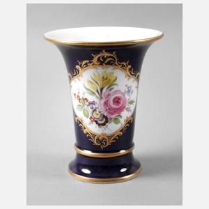 Meissen Trichtervase Kobaltfond/Blumenbukett