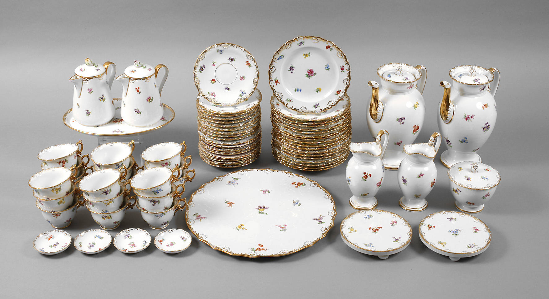 Meissen großes Kaffeeservice Streublümchendekor