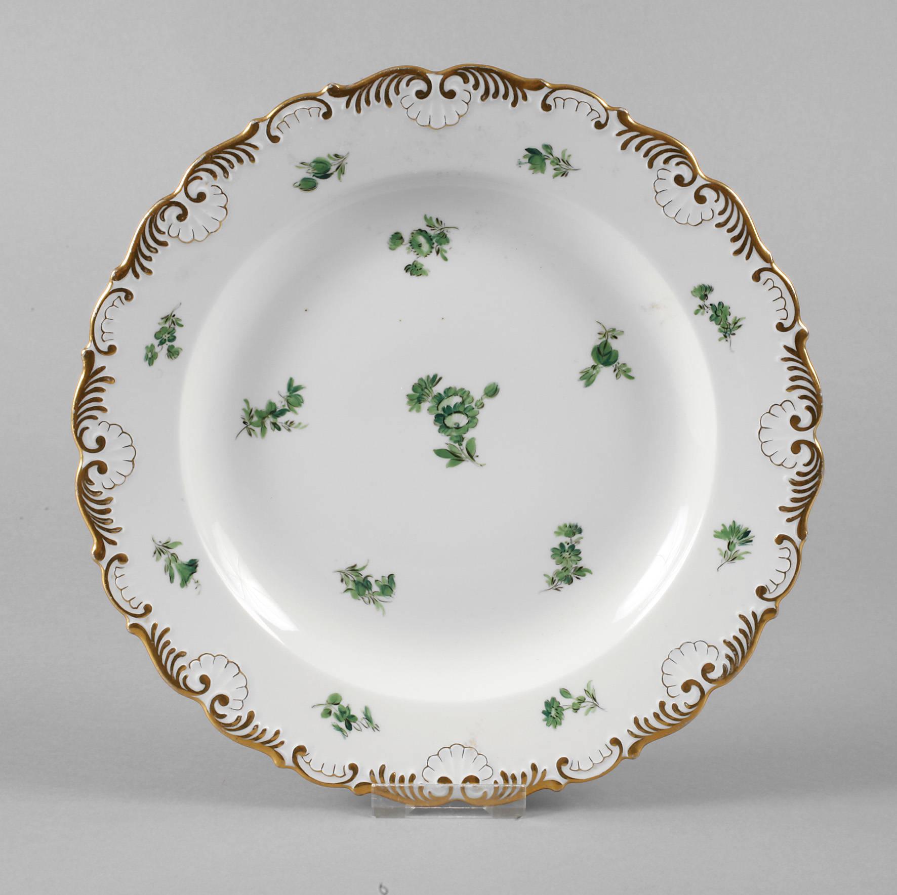 Meissen Kuchenplatte ”Blumenzweige, kupfergrün”