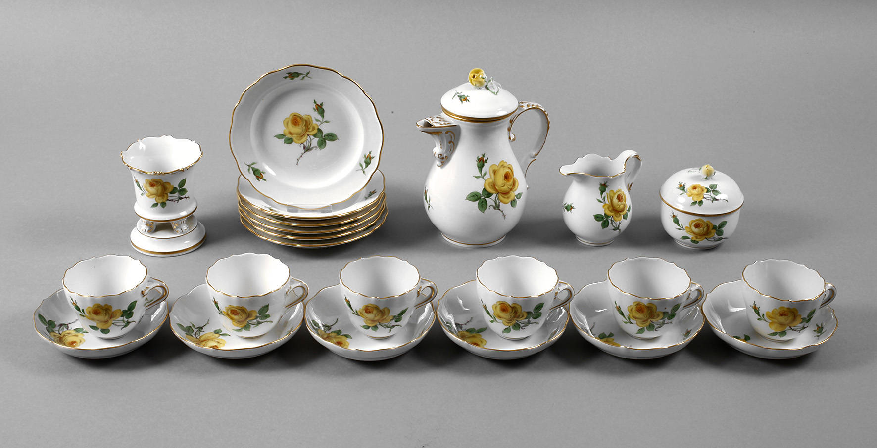 Meissen Mokkaservice ”Gelbe Rose”