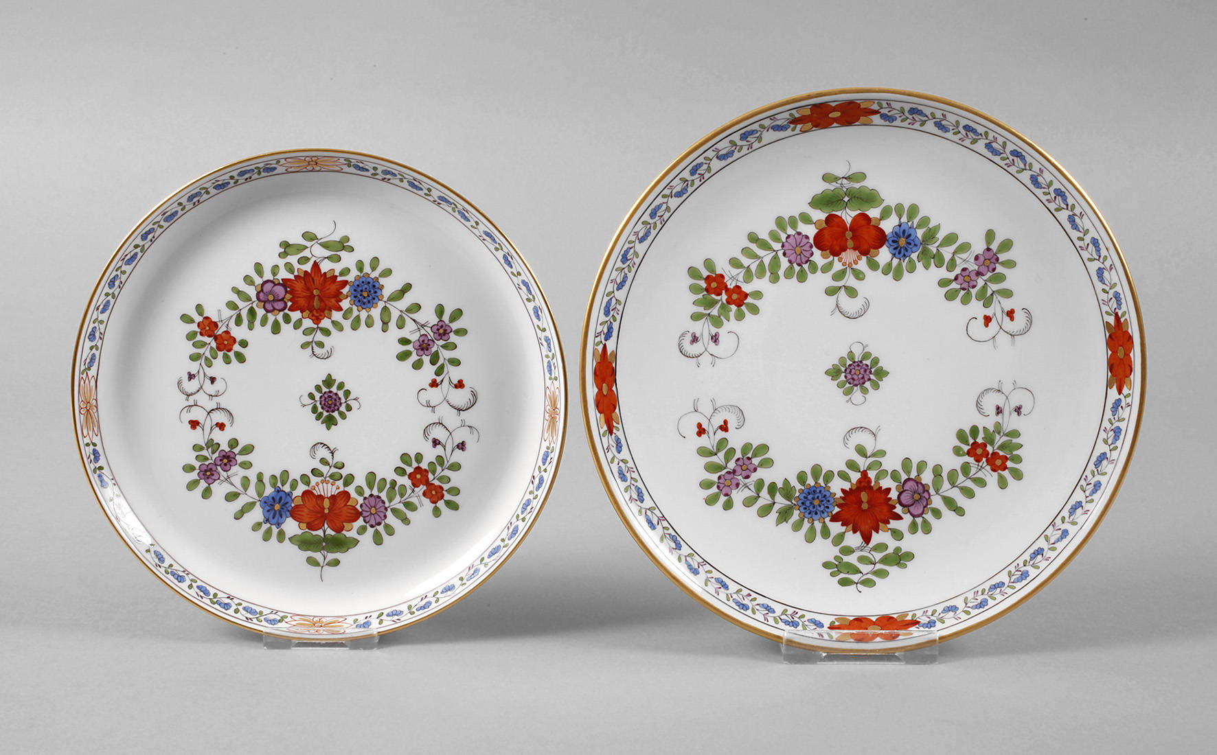 Meissen zwei Teller ”Indische Blumenmalerei”