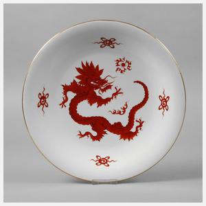 Meissen Wandteller ”Mingdrache, rot”