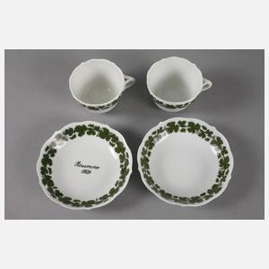 Meissen zwei Mokkatassen Weinlaubdekor