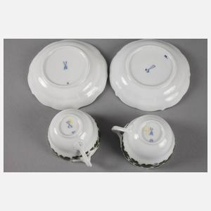 Meissen zwei Mokkatassen Weinlaubdekor