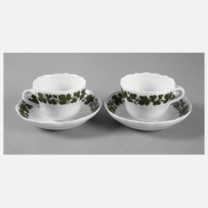 Meissen zwei Mokkatassen Weinlaubdekor