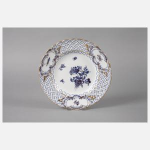 Meissen drei Durchbruchteile ”Blaue Blume mit Insekten”