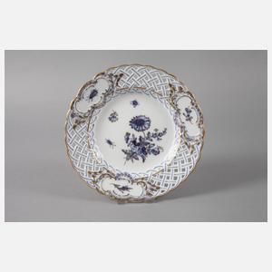 Meissen drei Durchbruchteile ”Blaue Blume mit Insekten”