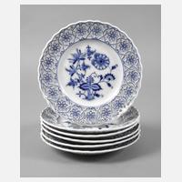 Meissen Teichert sechs Durchbruchteller ”Zwiebelmuster”111