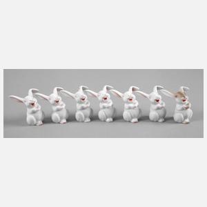 Rosenthal sieben Miniatur-Hasen
