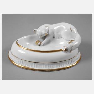 Beyer & Bock Volkstedt Schale mit Katze