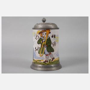 Fayencewalzenkrug mit Posaunist