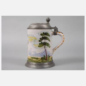 Fayencewalzenkrug mit Posaunist