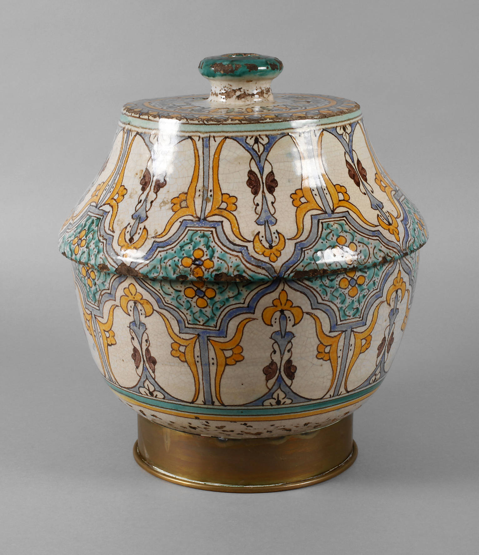 Großes Majolika Deckelgefäß