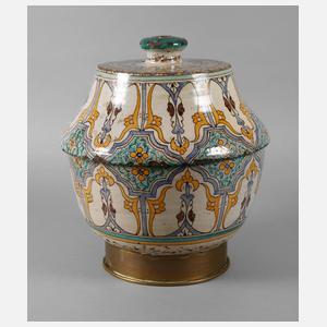 Großes Majolika Deckelgefäß