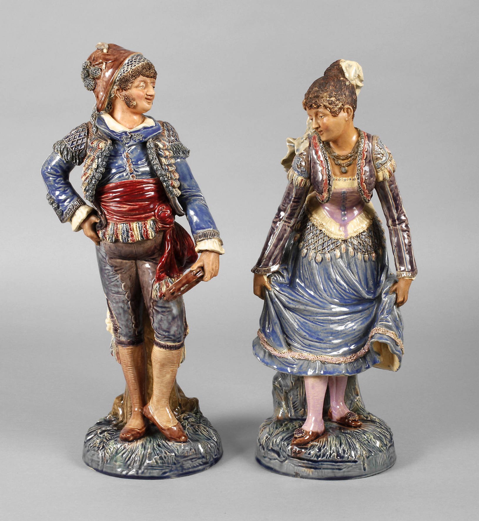 Paar Trachtenfiguren Historismus