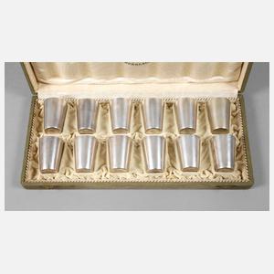 Silber zwölf Schnapsbecher im Etui