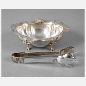 Silberschale mit Zuckerzange