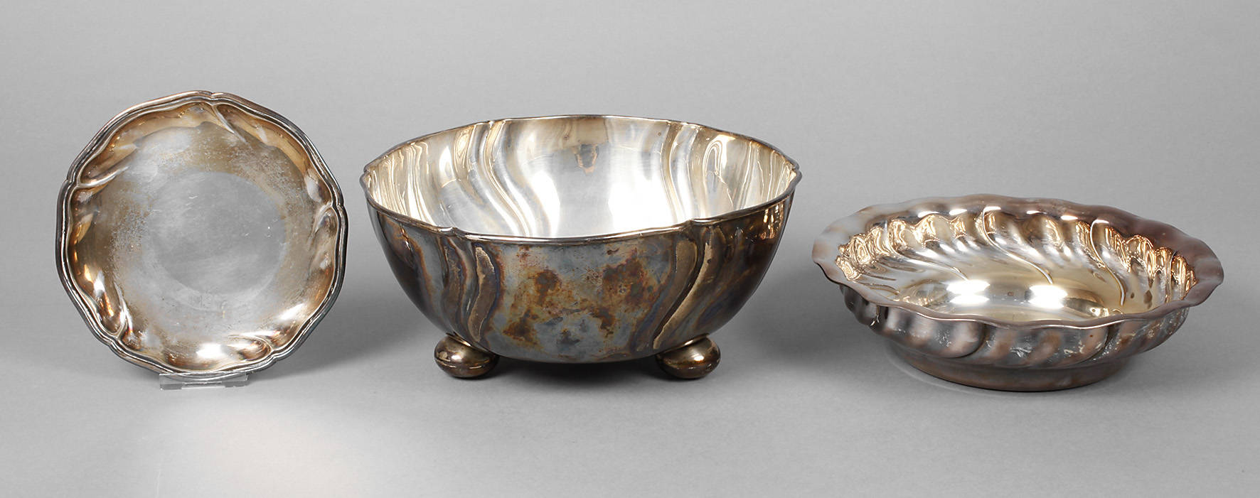 Drei Silberschalen Barockform