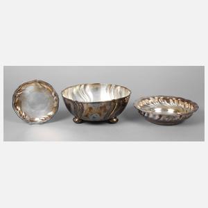 Drei Silberschalen Barockform