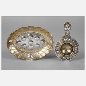 Schale und Teesieb Silber